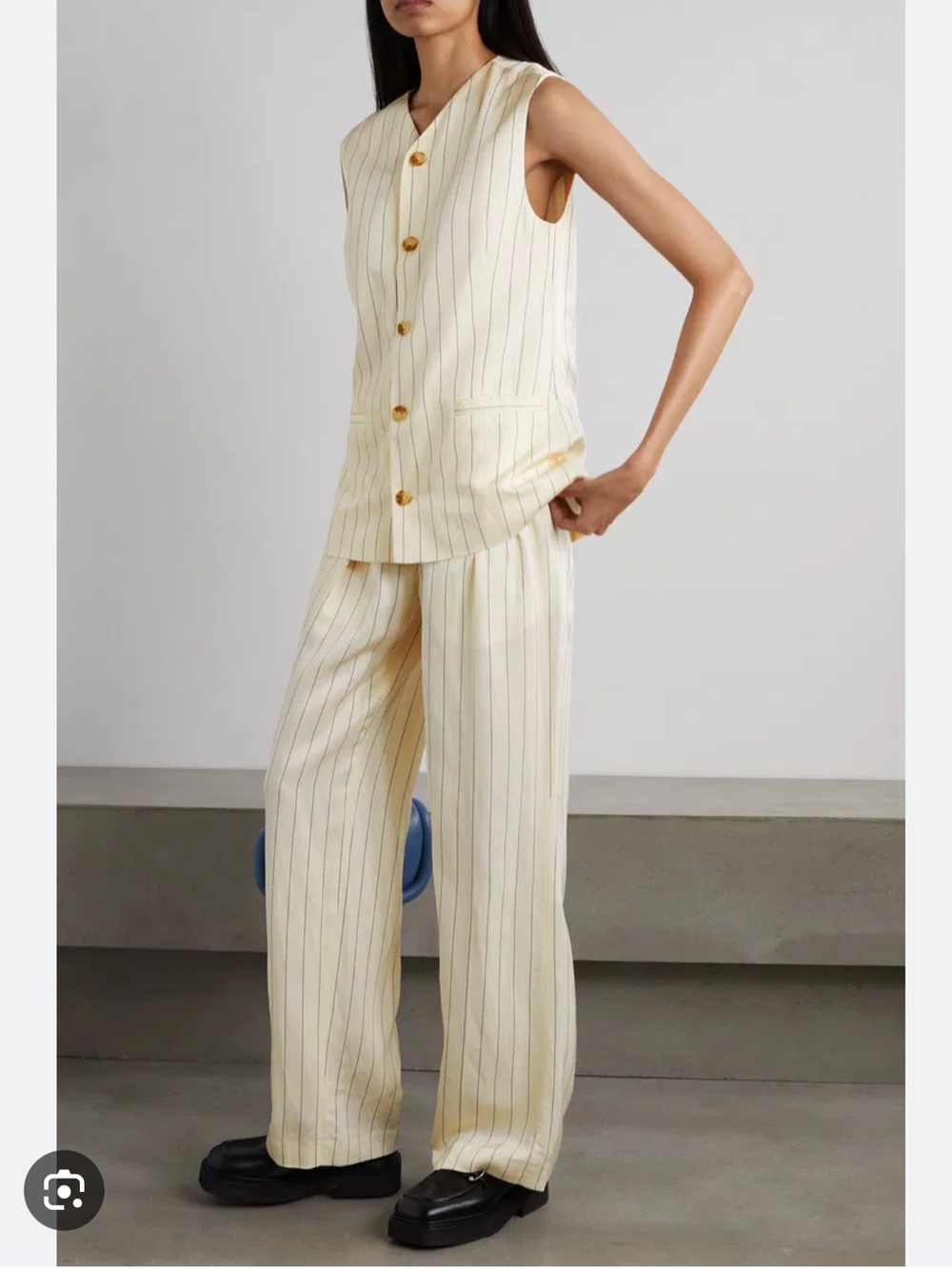 Loulou studio cream linen blend suiting set